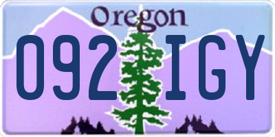 OR license plate 092IGY