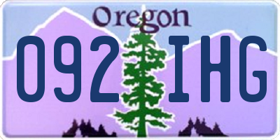 OR license plate 092IHG