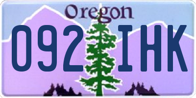 OR license plate 092IHK