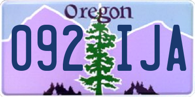 OR license plate 092IJA