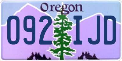 OR license plate 092IJD
