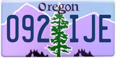 OR license plate 092IJE
