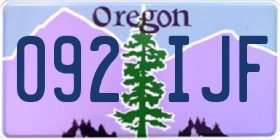 OR license plate 092IJF