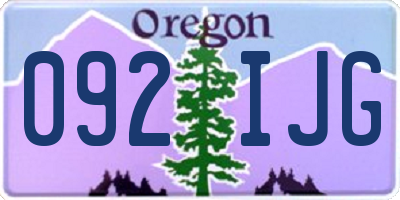 OR license plate 092IJG