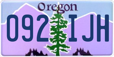 OR license plate 092IJH