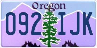 OR license plate 092IJK