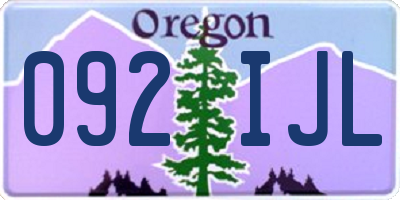 OR license plate 092IJL