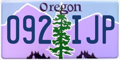 OR license plate 092IJP