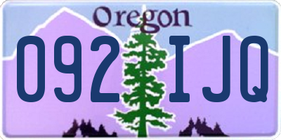 OR license plate 092IJQ