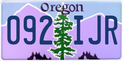 OR license plate 092IJR
