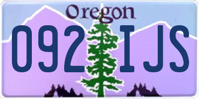 OR license plate 092IJS