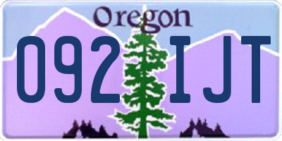 OR license plate 092IJT