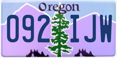 OR license plate 092IJW