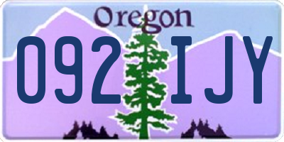 OR license plate 092IJY