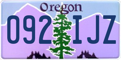 OR license plate 092IJZ