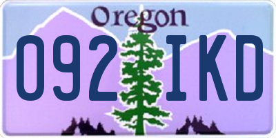 OR license plate 092IKD