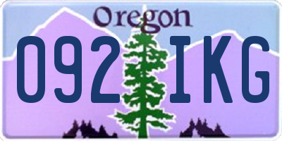 OR license plate 092IKG