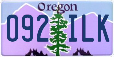 OR license plate 092ILK