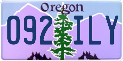 OR license plate 092ILY