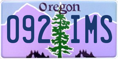 OR license plate 092IMS