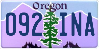 OR license plate 092INA