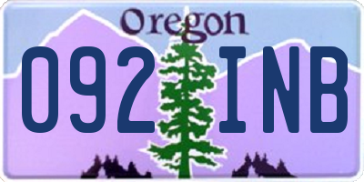 OR license plate 092INB