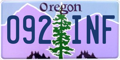 OR license plate 092INF