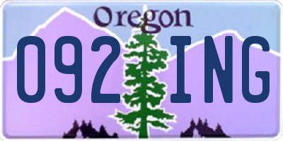 OR license plate 092ING