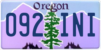 OR license plate 092INI