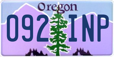 OR license plate 092INP