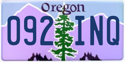 OR license plate 092INQ