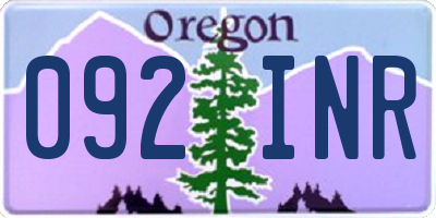 OR license plate 092INR