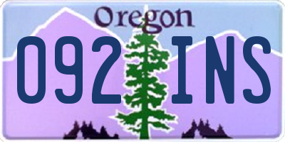 OR license plate 092INS
