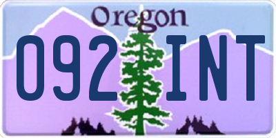 OR license plate 092INT