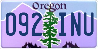 OR license plate 092INU