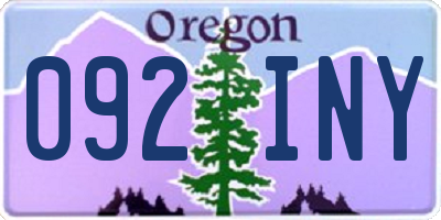 OR license plate 092INY