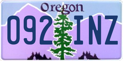 OR license plate 092INZ