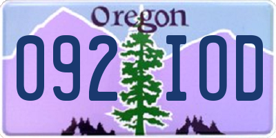 OR license plate 092IOD