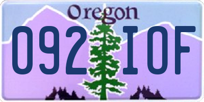 OR license plate 092IOF
