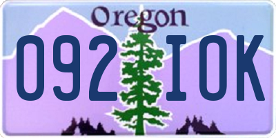 OR license plate 092IOK