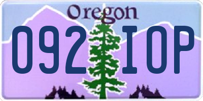 OR license plate 092IOP
