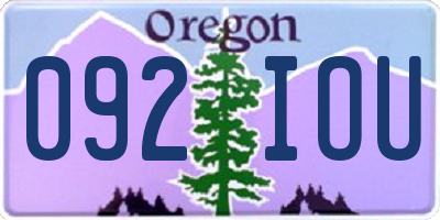 OR license plate 092IOU