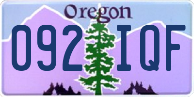 OR license plate 092IQF