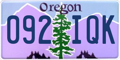 OR license plate 092IQK