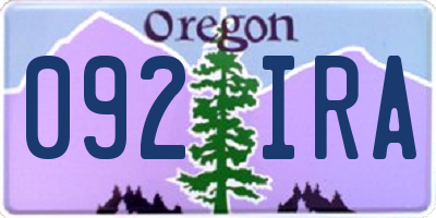 OR license plate 092IRA