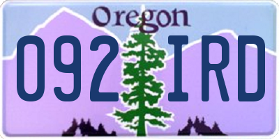 OR license plate 092IRD
