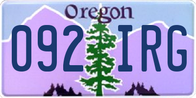 OR license plate 092IRG