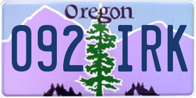 OR license plate 092IRK