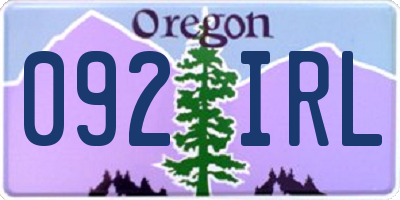 OR license plate 092IRL