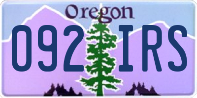 OR license plate 092IRS
